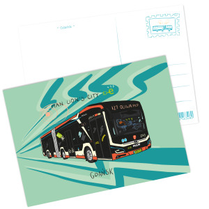 Pocztówka Gdańsk Autobus MAN Lion's City Electric