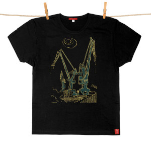 Tshirt Męski Gdańsk Dźwigi czarny S