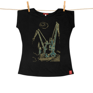 Tshirt Damski Gdańsk Dźwigi czarny XXL
