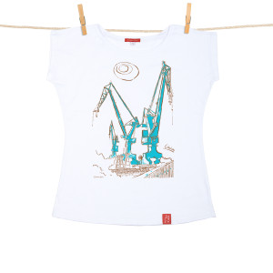 Tshirt Damski Gdańsk Dźwigi biały XXL