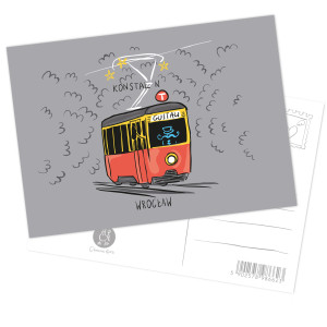 Pocztówka Wrocław Tramwaj Konstal N "Gustaw"