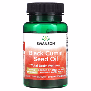 SWANSON Svartfrøolje 500 Mg Fra Nigella Sativa – 60 Vegkapsler