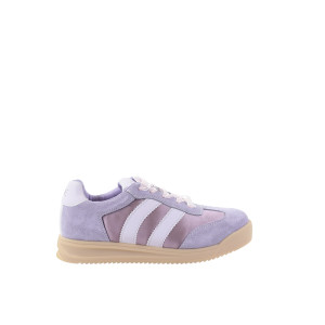 Damskie skórzane sneakersy oldschool z ozdobną sznurówką filoetowe GOE TT2N4059