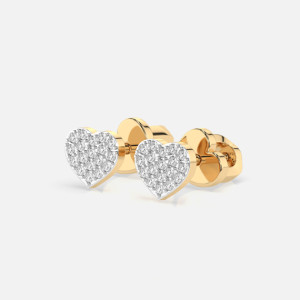 Złote kolczyki z motywem serca z diamentami 0.18 ct - próba 585