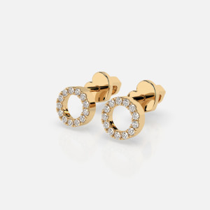 Złote kolczyki kółka z diamentami 0.16 ct - próba 585