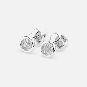 Kolczyki z białego złota diamentowe 0.08 ct - próba 585