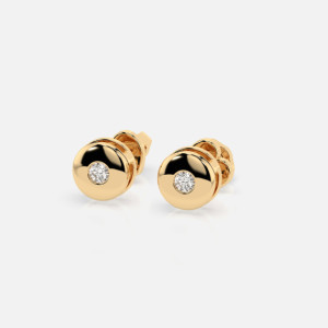 Złote kolczyki okrągłe z diamentami 0.08 ct - próba 585
