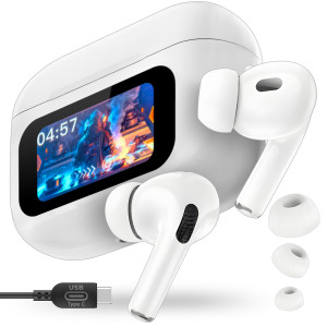 Słuchawki Bezprzewodowe Dokanałowe Douszne Bluetooth ANC Powerbank LCD Buds