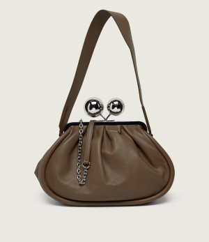 Weekend MaxMara Skórzana torebka na ramię Milvanew Pasticcino
