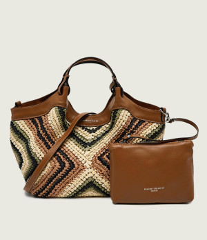 GIANNI CHIARINI Torebka na ramię + saszetka Dua | z dodatkiem skóry