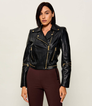 Elisabetta Franchi Skórzana ramoneska | Regular Fit