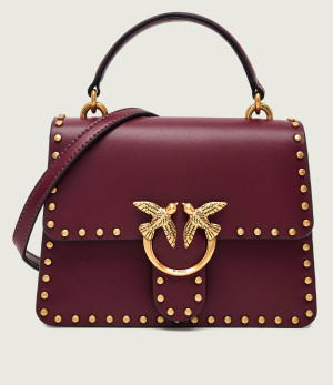Pinko Skórzany kuferek Top Handle Mini Light Studs