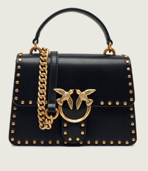 Pinko Skórzany kuferek Top Handle Mini Light Studs