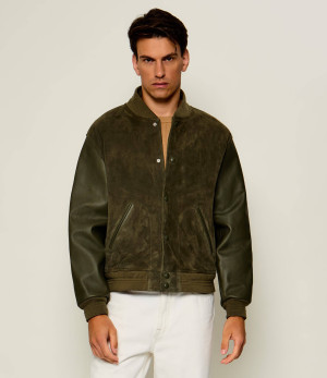 Tommy Hilfiger Kurtka bomber Varsity | zamsz | z dodatkiem skóry