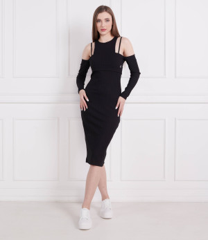 Calvin Klein Jeans Sukienka RIB DOUBLE LAYER