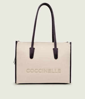 Coccinelle Lniana shopperka Coccinelle Myrtha | z dodatkiem skóry