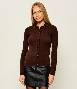 Rotate Wełniany kardigan | Slim Fit | z dodatkiem kaszmiru