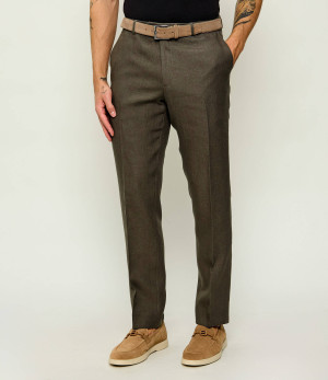 Oscar Jacobson Lniane spodnie Dandy | Slim Fit