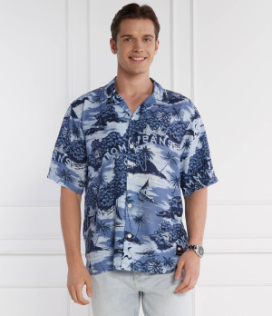 Tommy Jeans Koszula HAWAIIAN CAMP | Relaxed fit | z dodatkiem lnu