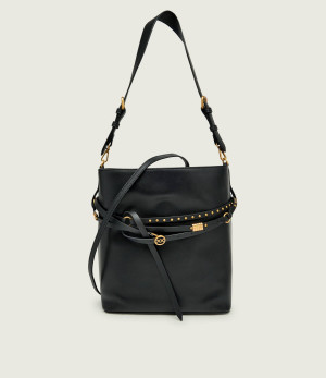 Pinko Skórzana torebka na ramię Bucket Belt Classic