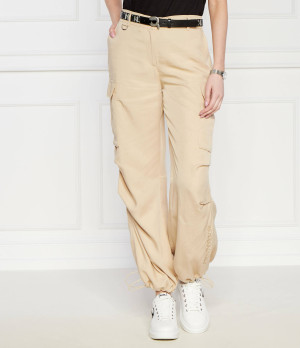 Karl Lagerfeld Spodnie cargo | Relaxed fit | z dodatkiem lnu