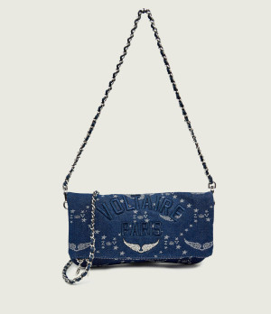 Zadig&Voltaire Jeansowa torebka na ramię ROCK DENIM MONOGRAM