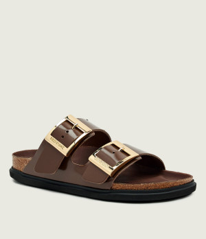 Birkenstock Skórzane klapki Arizona Droplet Buckle Cupsole | narrow fit