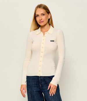 Rotate Wełniany kardigan | Slim Fit | z dodatkiem kaszmiru