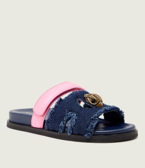 Kurt Geiger Jeansowe klapki EAGLE | z dodatkiem skóry