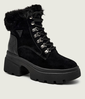 Guess Botki na słupku YARELI | shearling | zamsz