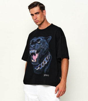 Just Cavalli T-shirt Rhinestone Panther | Loose fit
