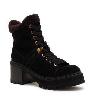 See By Chloé Botki na słupku | shearling | zamsz | z dodatkiem wełny