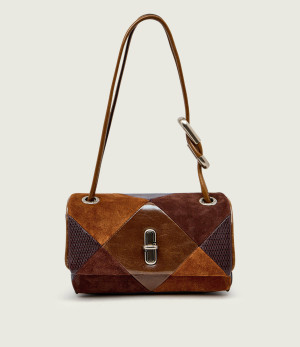 Marc Jacobs Skórzana torebka na ramię The Suede Patchwork Mini Dual | zamsz