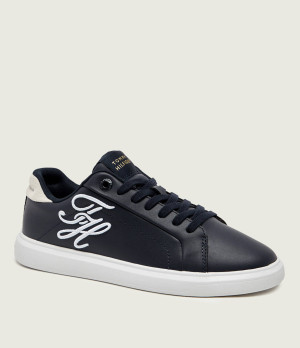 Tommy Hilfiger Skórzane sneakersy TH ICON | zamsz