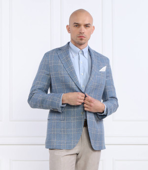 Oscar Jacobson Lniana marynarka Fogerty Blazer | Slim Fit | z dodatkiem jedwabiu
