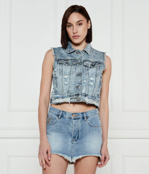 One Teaspoon Jeansowa kamizelka Acid Blue | Cropped Fit
