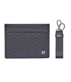 Armani Exchange Skórzane etui na karty + brelok