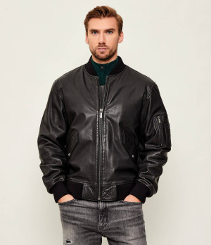 Just Cavalli Skórzana kurtka bomber | Regular Fit
