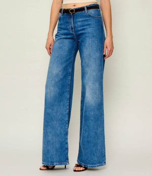 Elisabetta Franchi Jeansy + skórzany pasek | flare fit