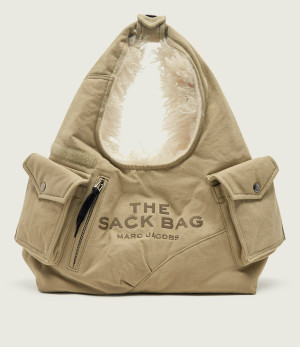 Marc Jacobs Hobo Sack Bag In Cargo Fur Canvas | shearling