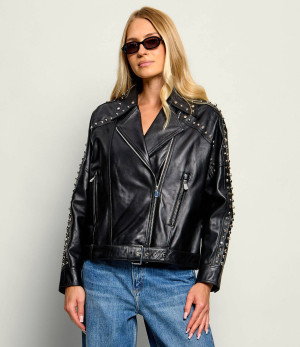 Pinko Skórzana ramoneska | Regular Fit