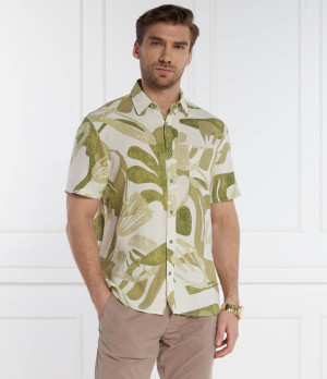 GUESS Lniana koszula SS COLLIN INSIDE PRI | Regular Fit