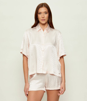 BOSS BLACK Satynowa góra od piżamy B Monogram | Regular Fit