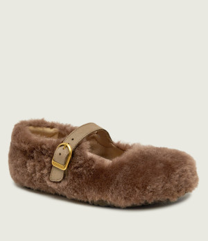 Birkenstock Baleriny Santa Clarita Mary Jane| shearling| narrow fit | z dodatkiem skóry
