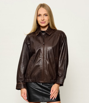 Weekend MaxMara Skórzana kurtka Wkdcose | Loose fit