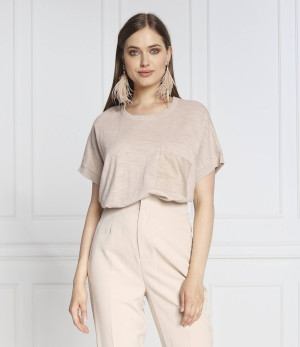 DKNY Bluzka | Oversize fit | z dodatkiem lnu