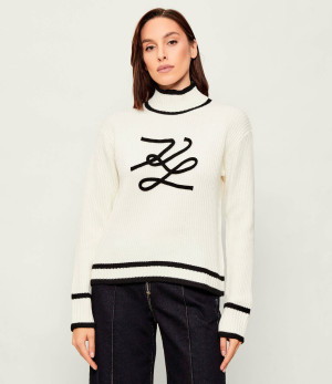 Karl Lagerfeld Półgolf Soutache Autograph | Loose fit | z dodatkiem wełny