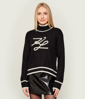 Karl Lagerfeld Półgolf Soutache Autograph | Loose fit | z dodatkiem wełny