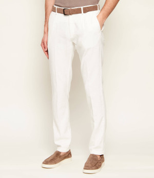 Eleventy Spodnie MILANO | Slim Fit | z dodatkiem lnu