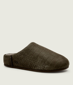UGG Skórzane mule ELEA EMBOSSED | z dodatkiem wełny